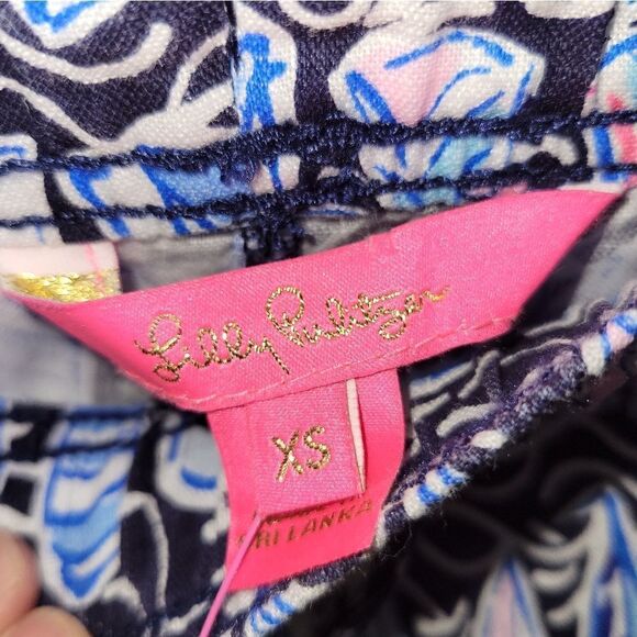 LILY PULITZER Taron Mid-rise Linen Pant XS- Low Tide Navy Sails and Stripes NWT - Picture 10 of 10